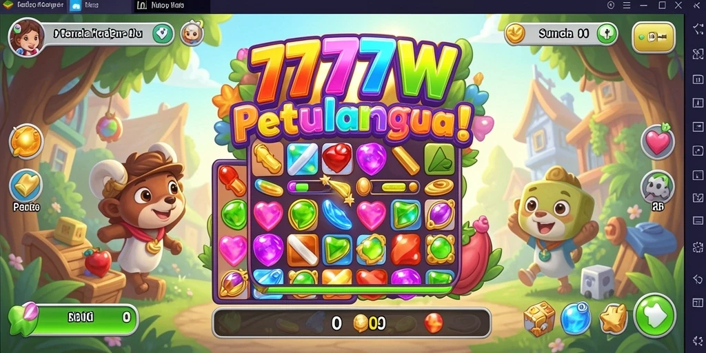 Screenshot menunjukkan gameplay seru dari 7777W Match-3.