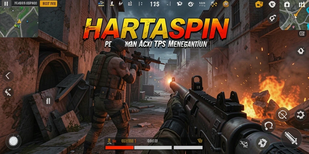 Tampilan gameplay HARTASPIN dengan aksi menegangkan dan grafis memukau.