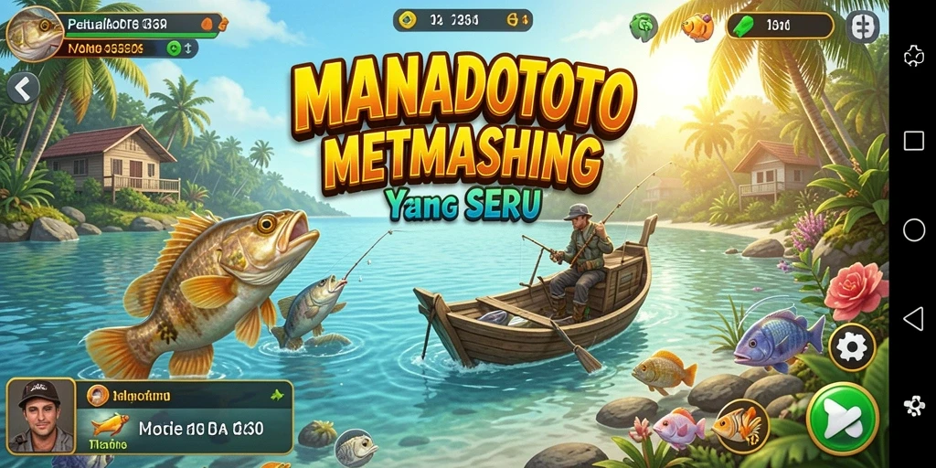 Tampilan gameplay <strong>MANADOTOTO</strong> dengan aksi memancing yang seru.