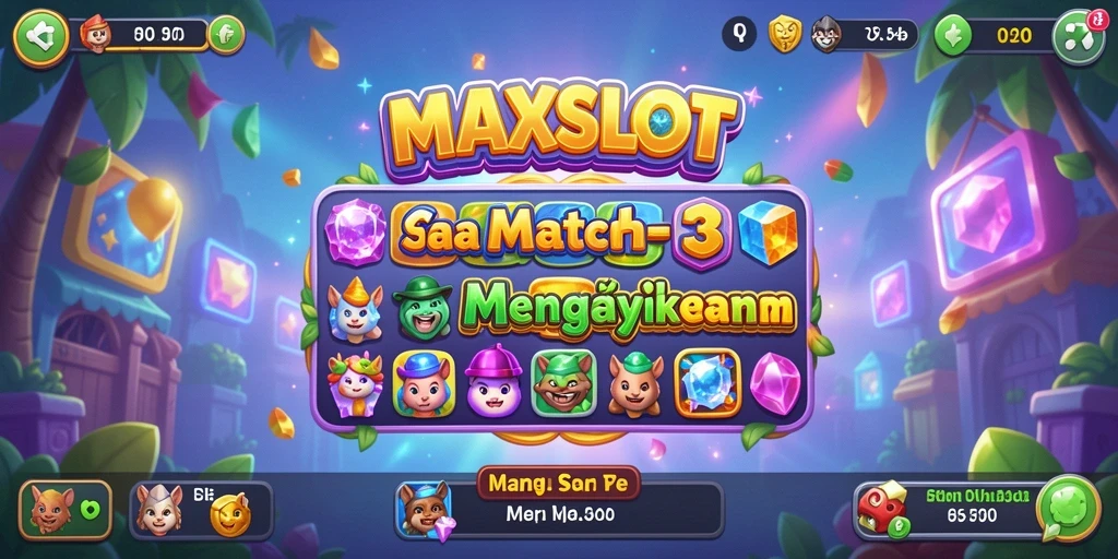 Tampilan gameplay <strong>MAXSLOT</strong> dengan elemen warna-warni yang memukau.