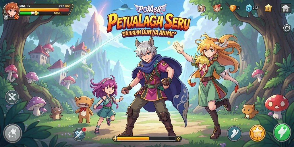 Tampilan aksi seru dalam permainan POA88 dengan karakter anime