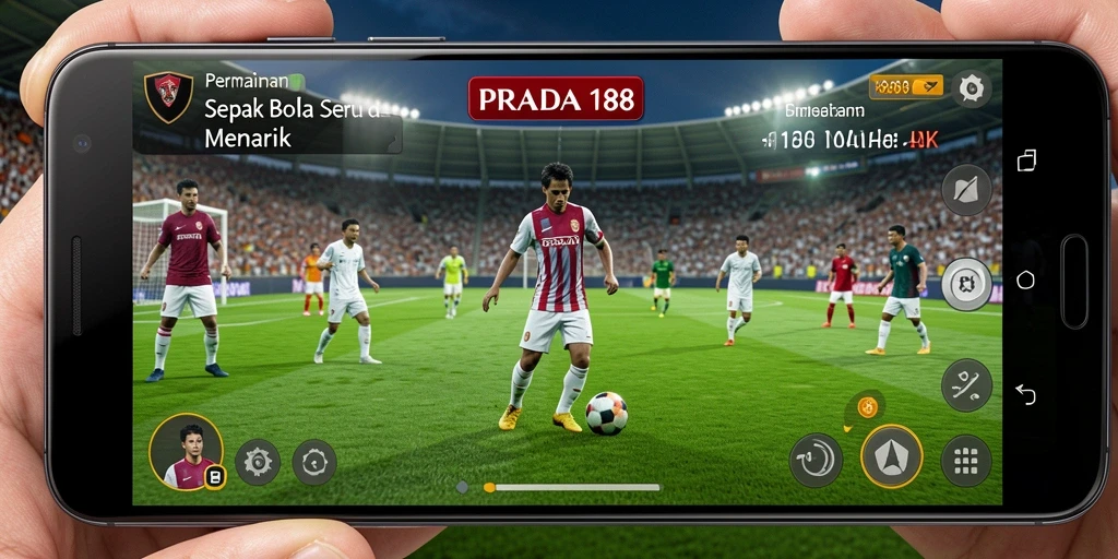 Screenshot gameplay PRADA188 menampilkan aksi seru di lapangan sepak bola.