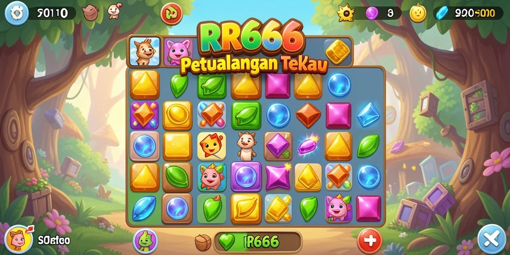 Tampilan menarik dari gameplay Match-3 di RR666.
