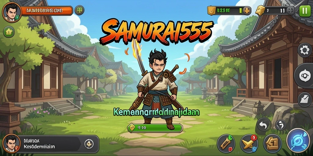 Tampilan gameplay SAMURAI555 yang menampilkan aksi samurai dalam game Idle.