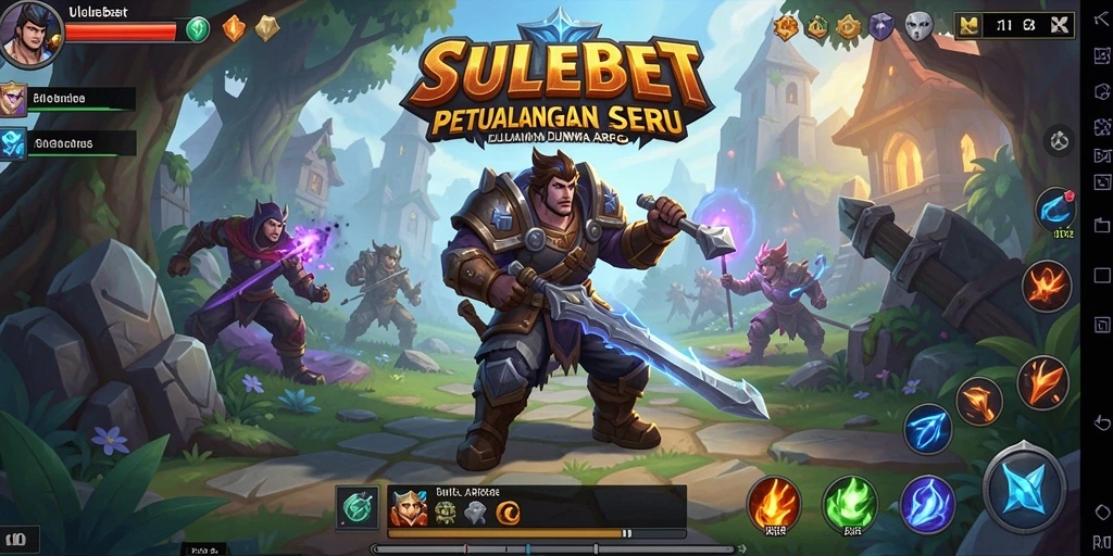 Screenshot utama SULEBET menampilkan pertarungan seru dalam dunia fantasi.