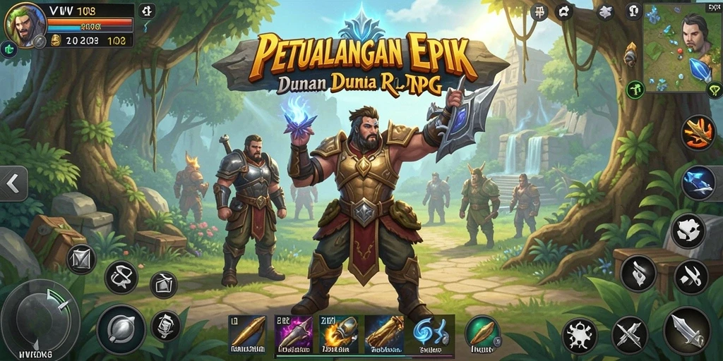 Tampilan gameplay VW108 dengan pertarungan yang seru di dunia RPG.