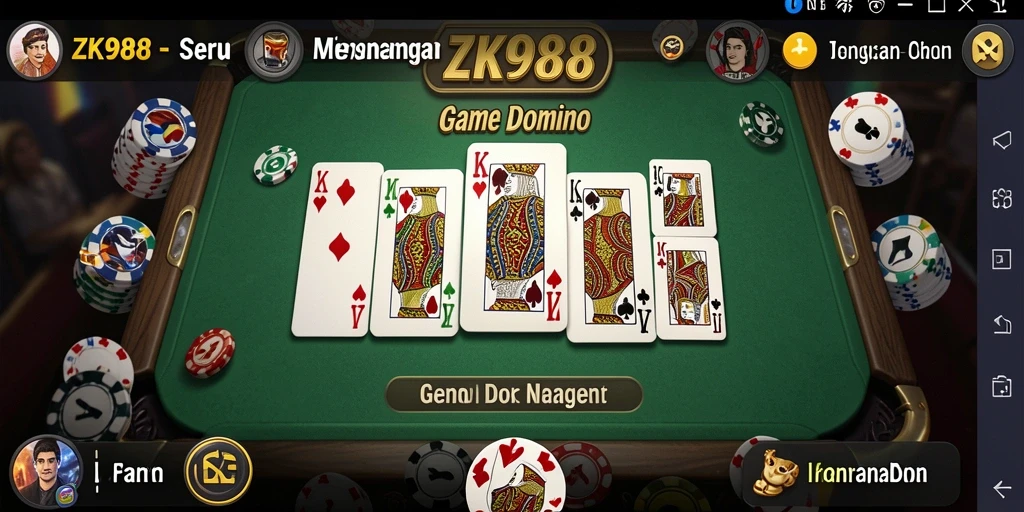 Tangkapan layar utama ZK988 menampilkan gameplay seru permainan Domino.